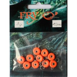 Грузило вухатий для риболовлі, таблетка (ексцентрик) колір Silvereyes Orange, 10шт в уп., вага 3г